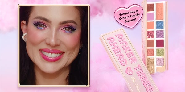 pink clouds with model image and pinker times ahead eyeshadow palette