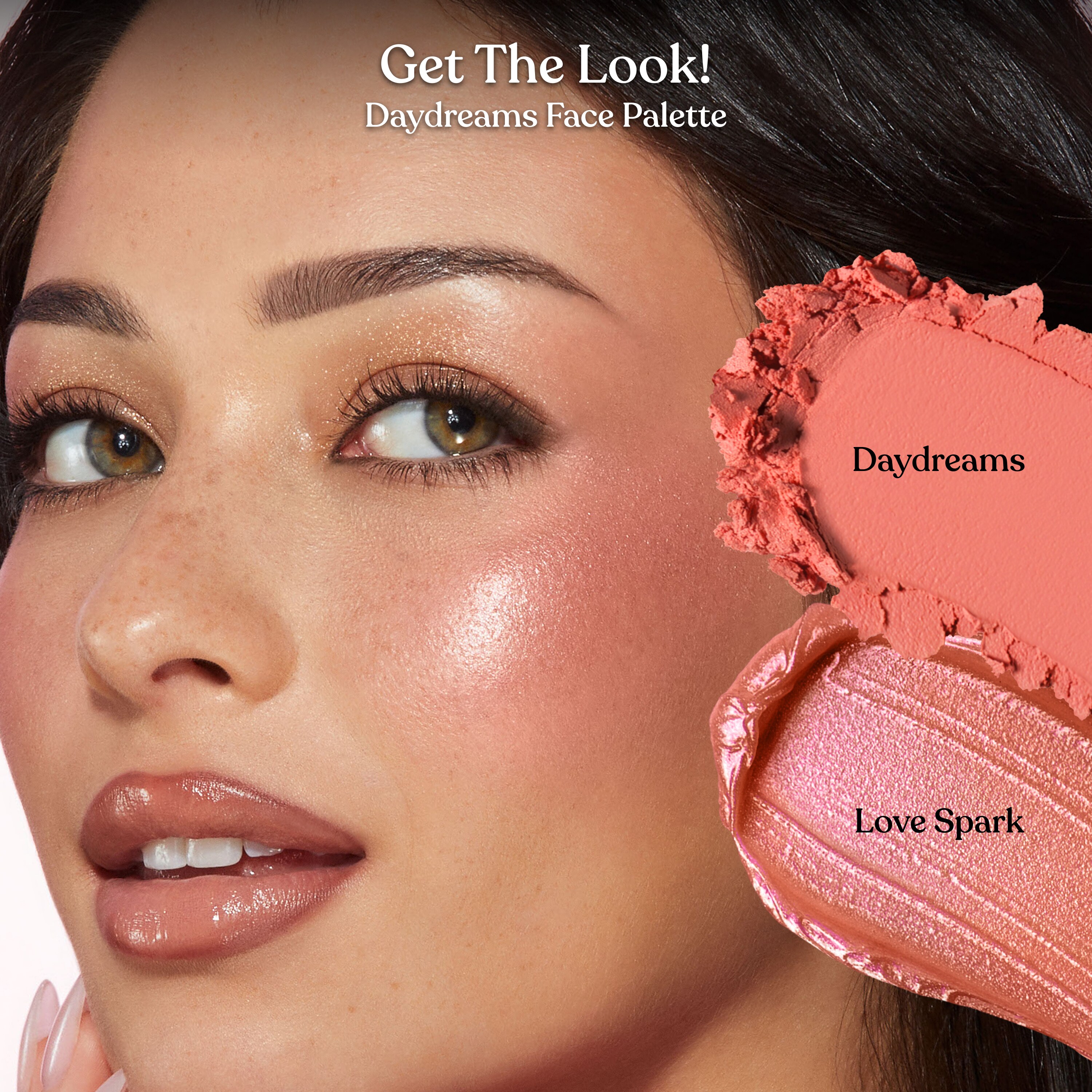Daydreams Face Palette Holiday 2026, Daydreams — Blush Moodberry — Blush Bisous Glow — Highlighter Love Spark — Highlighter, NET WT. 0.38 OZ. / 11.0 g