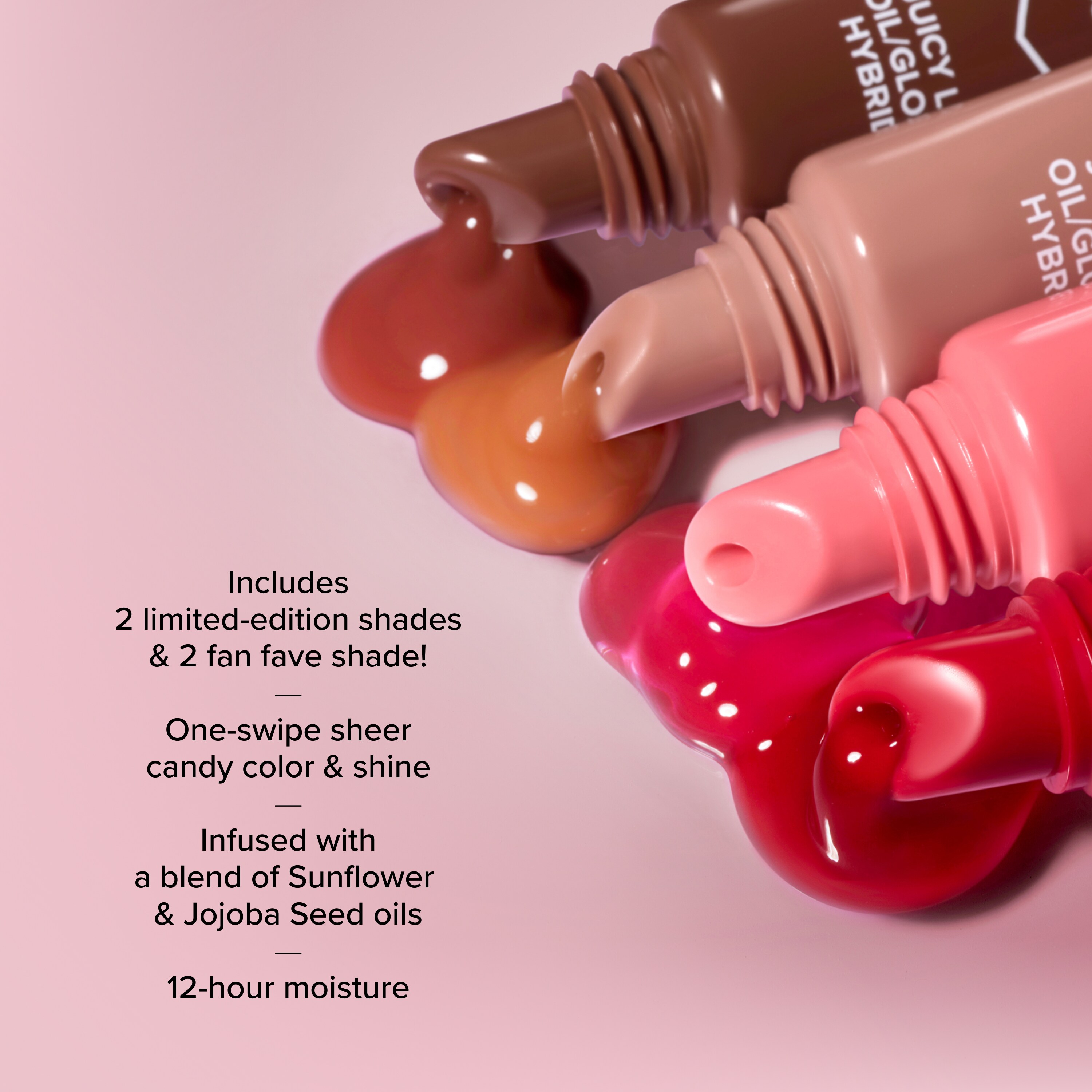 Kissing Jelly Lip Oil Gloss Collection Holiday 2026, Soda Pop — Warm Light Nude Fresh Baked Cookie — Medium Cocoa Nude Sour Watermelon — Electric Coral Red Cherry Pie — Cherry Red, 5ml (x4)
