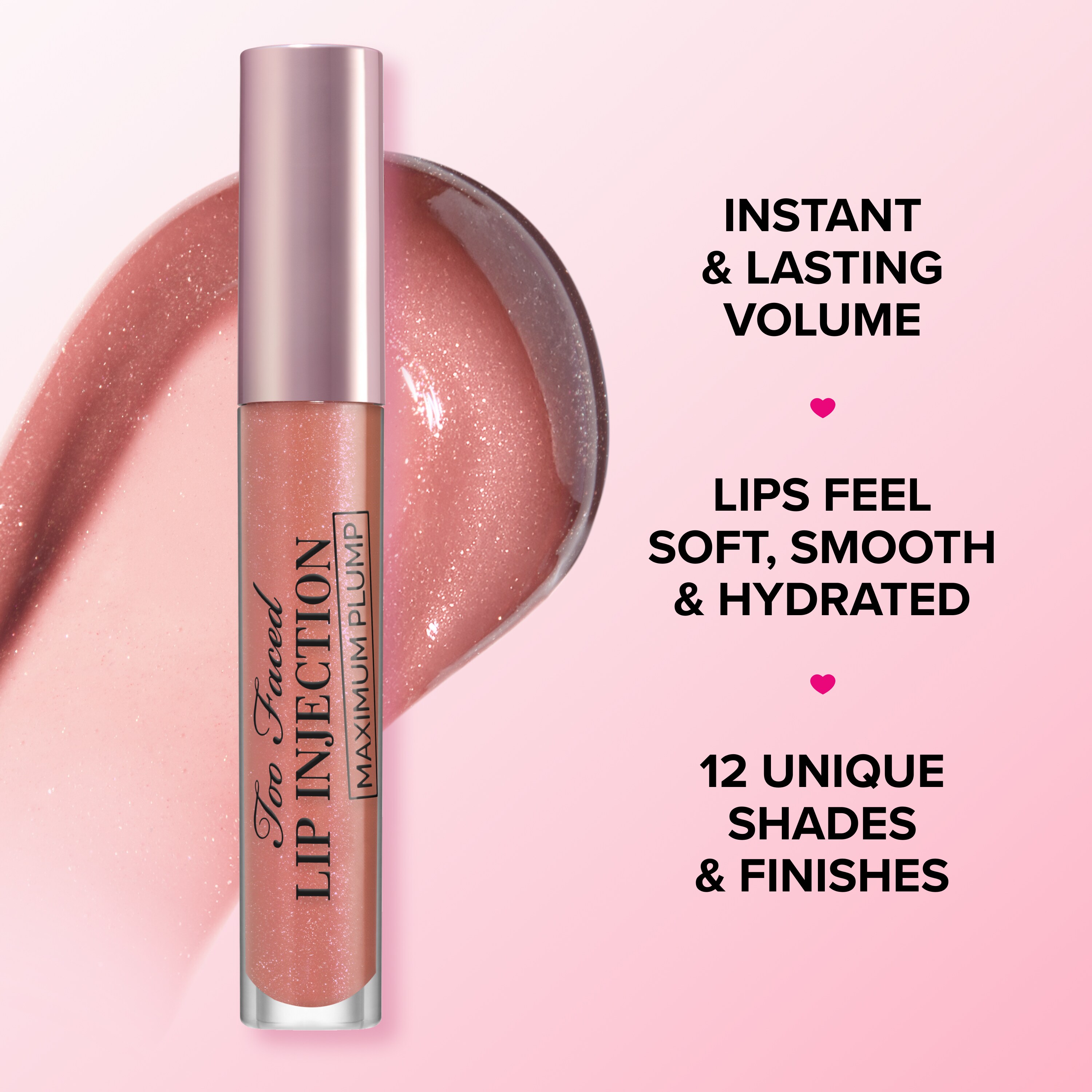 Lip Injection Maximum Plump Lip Gloss Duo Holiday 2026, Original — Clear Taffy Twist — Ombré Neon Pink Sparkle into Baby Blue, 10 g / 0.35 Oz