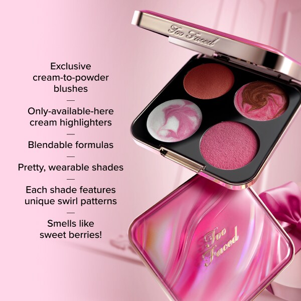 Daydreams Face Palette Holiday 2026, Daydreams — Blush Moodberry — Blush Bisous Glow — Highlighter Love Spark — Highlighter, NET WT. 0.38 OZ. / 11.0 g